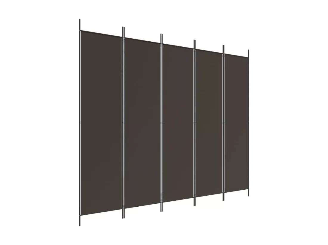 Cloison de séparation 5 panneaux Marron 250x200 cm Tissu