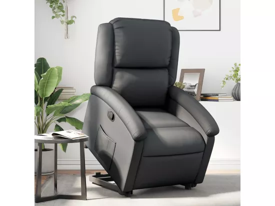 Fauteuil inclinable noir cuir véritable