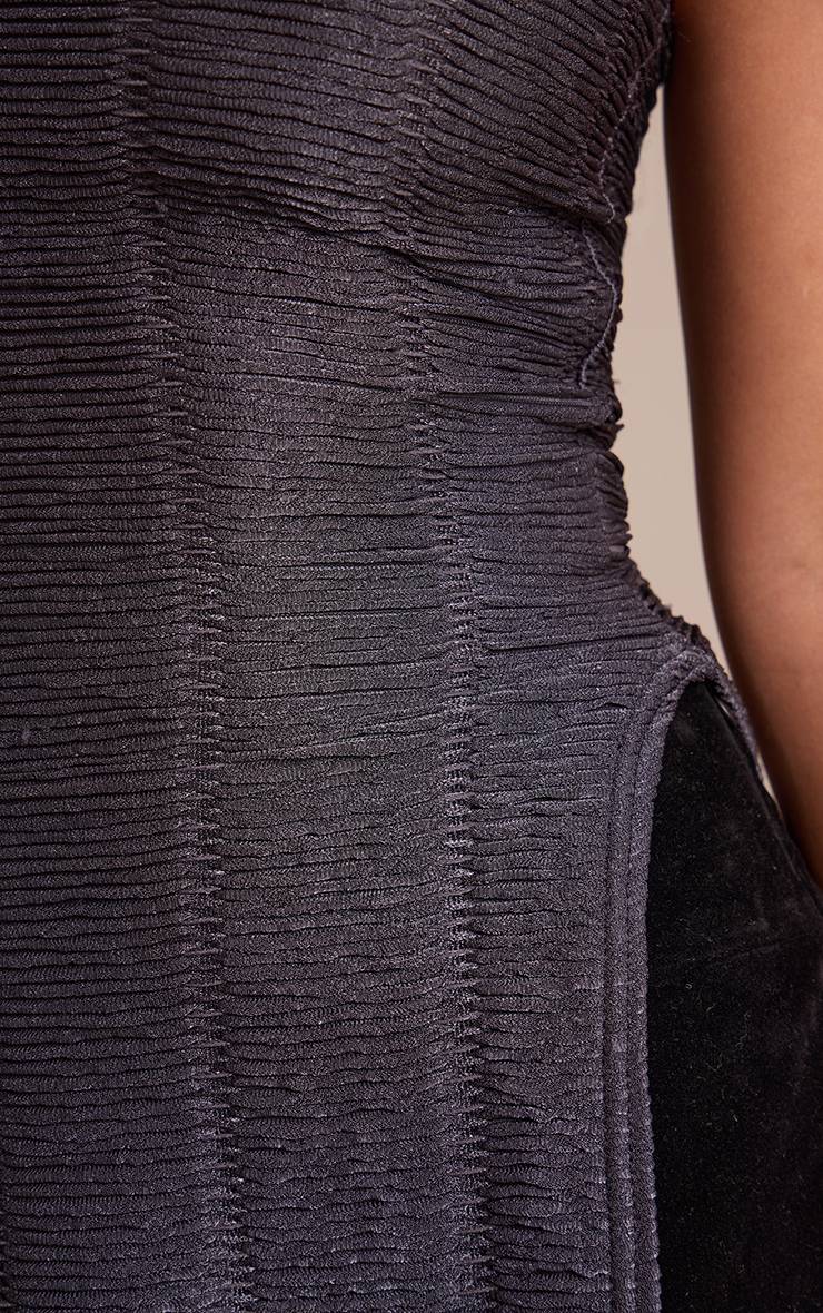 Charbon Top Bandeau Texturé À Ourlet Asymétrique