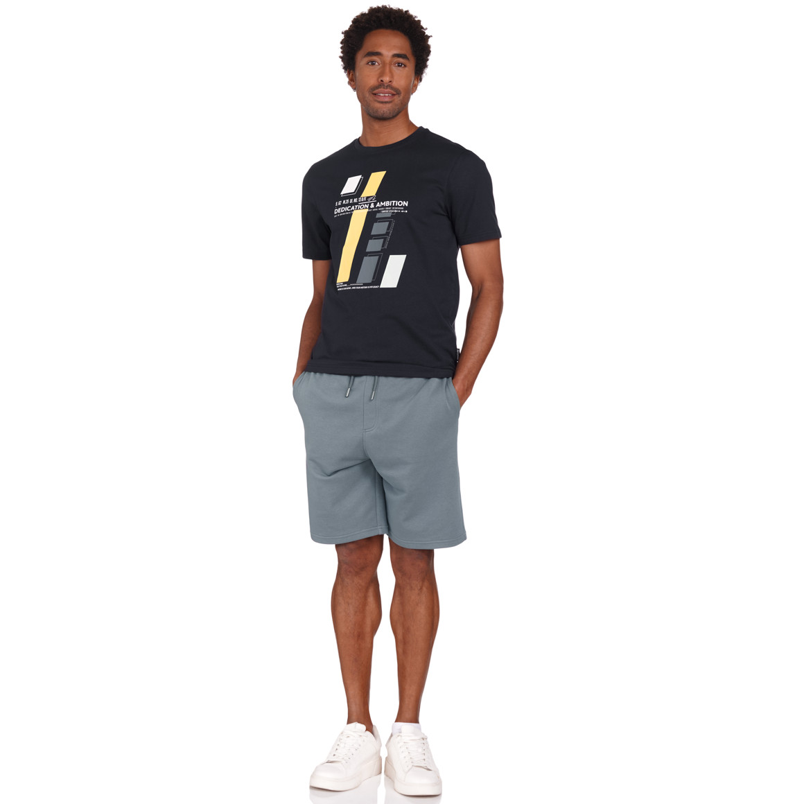VanVaan Denim Herren T-Shirt mit Brust-Print dunkelblau