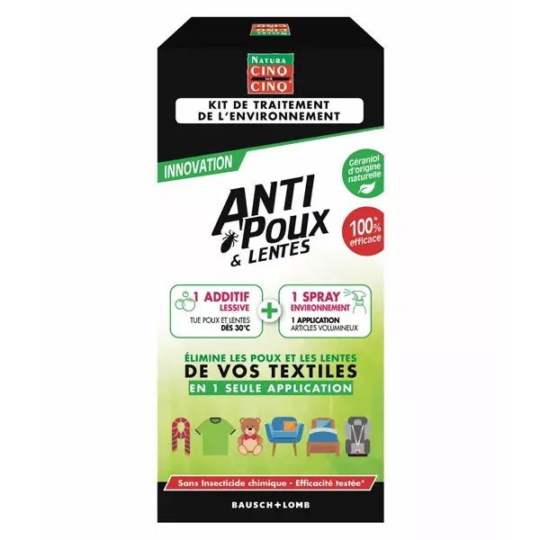 Kit de tratamento ambiental Five on Five para piolhos e lêndeas em spray 250ml + aditivo para lavanderia 150ml