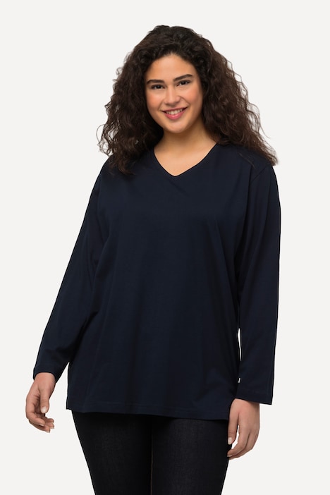 Shirt, V-Ausschnitt, Relaxed, Langarm