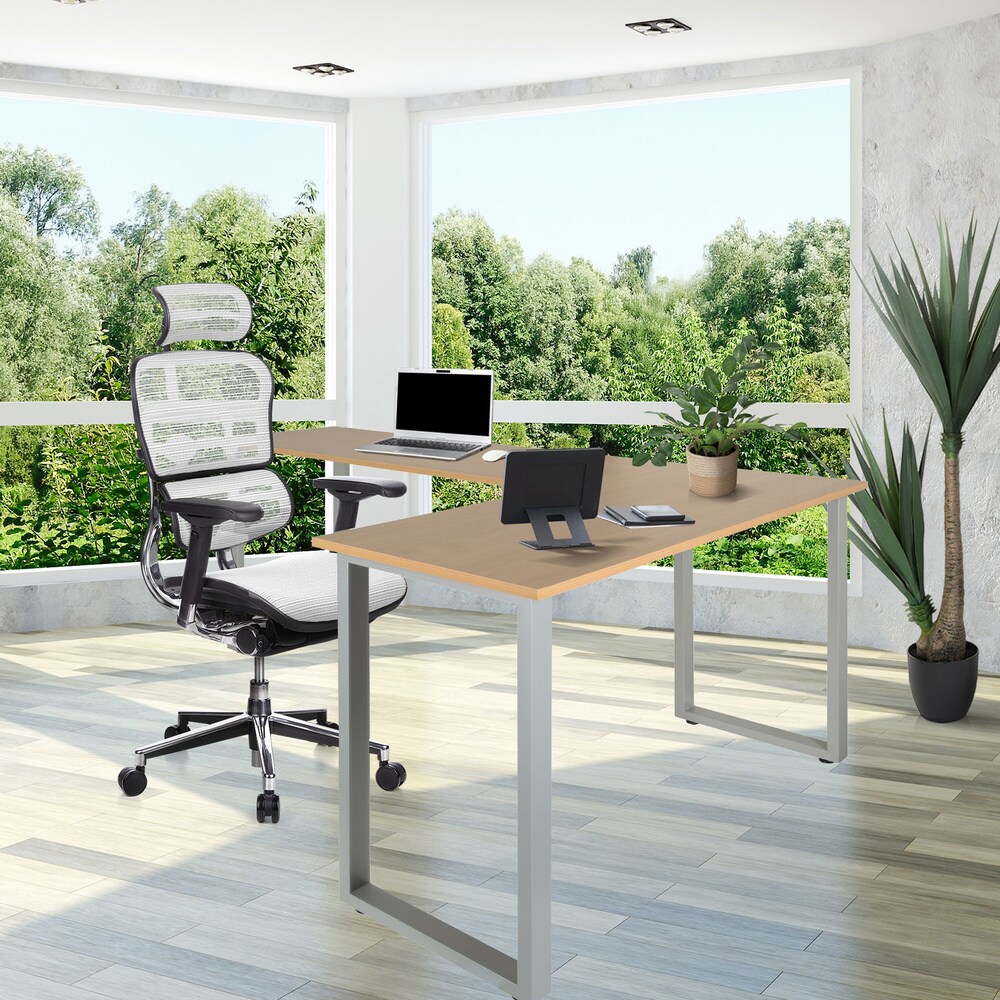 Eckschreibtisch WORKSPACE BASIC I Melaminharzbeschichtete Spanplatte, Gestell pulverbeschichteter Stahl hjh OFFICE