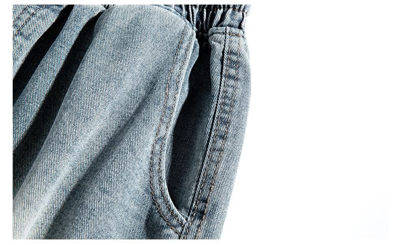 Lefitt - Mid Rise Washed Denim Cargo Shorts
