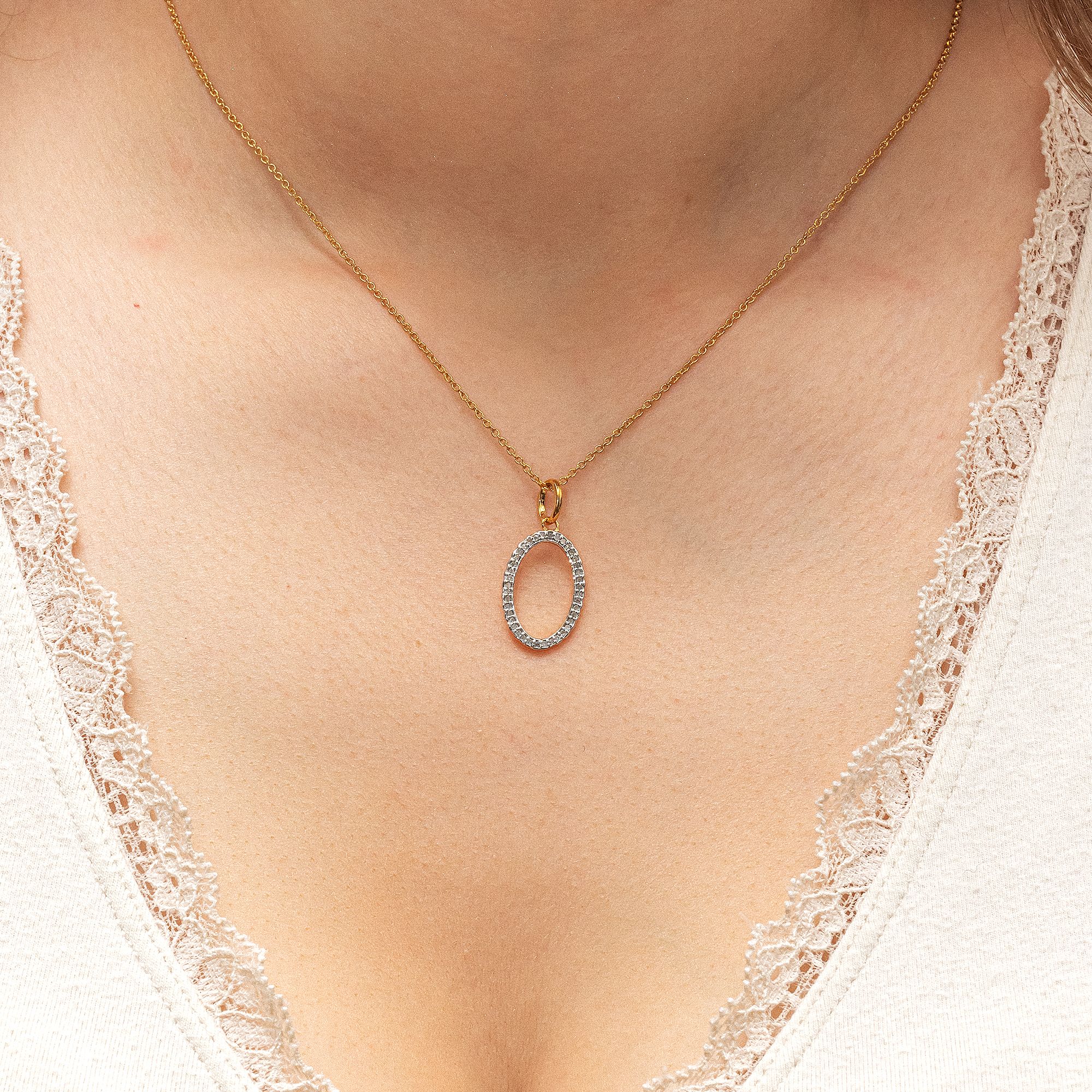 Diamonds by Ellen K. Halskette Silber 925 vergoldet mit 40x Diamant zus. 0,11ct.