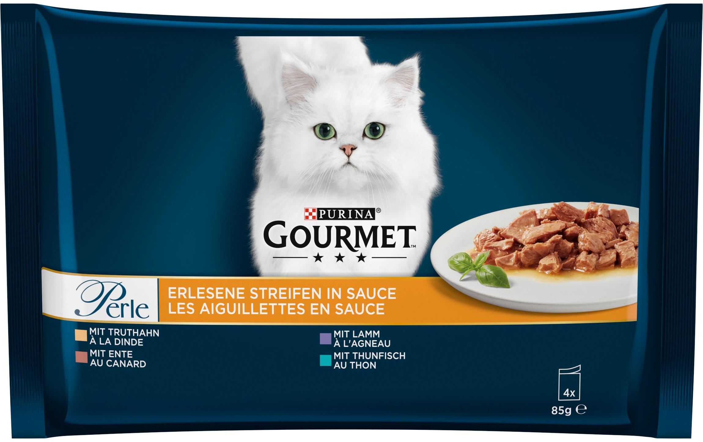 Nassfutter Truthahn, Thunfisch, Ente, Lamm 4 x 85gAlleinfuttermittel für ausgewachsene Katzen