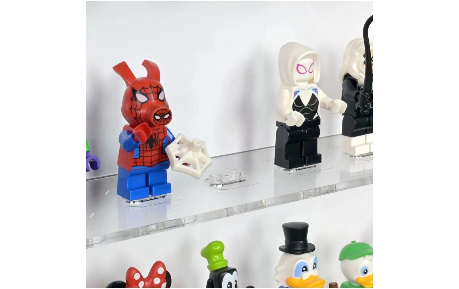 Baukasten Acryl-Wand-Display für 60 LEGO-Minifiguren<br>Acry-Display-Box mit weissem Hintergrund