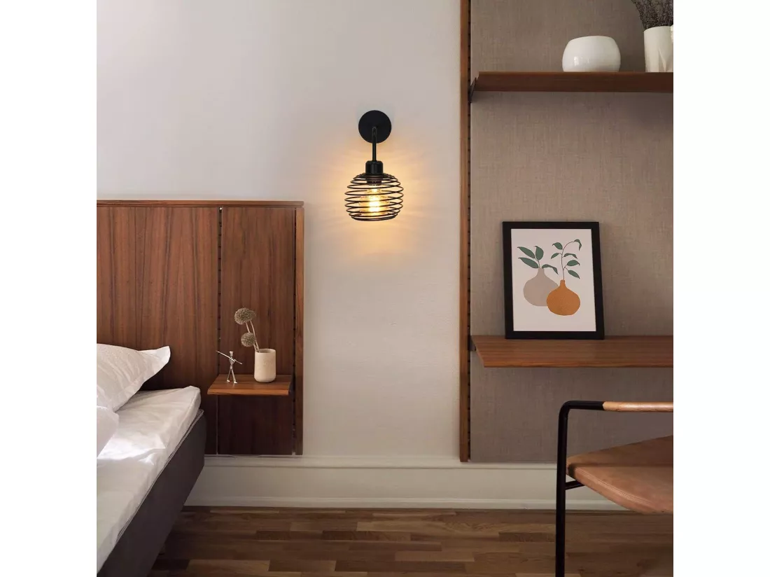 NETTLIFE applique murale vintage lampe d'intérieur éclairage mural rétro lampe de couloir noire E27
