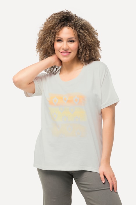 T-Shirt, Streifen, Oversized, Rundhals, Halbarm