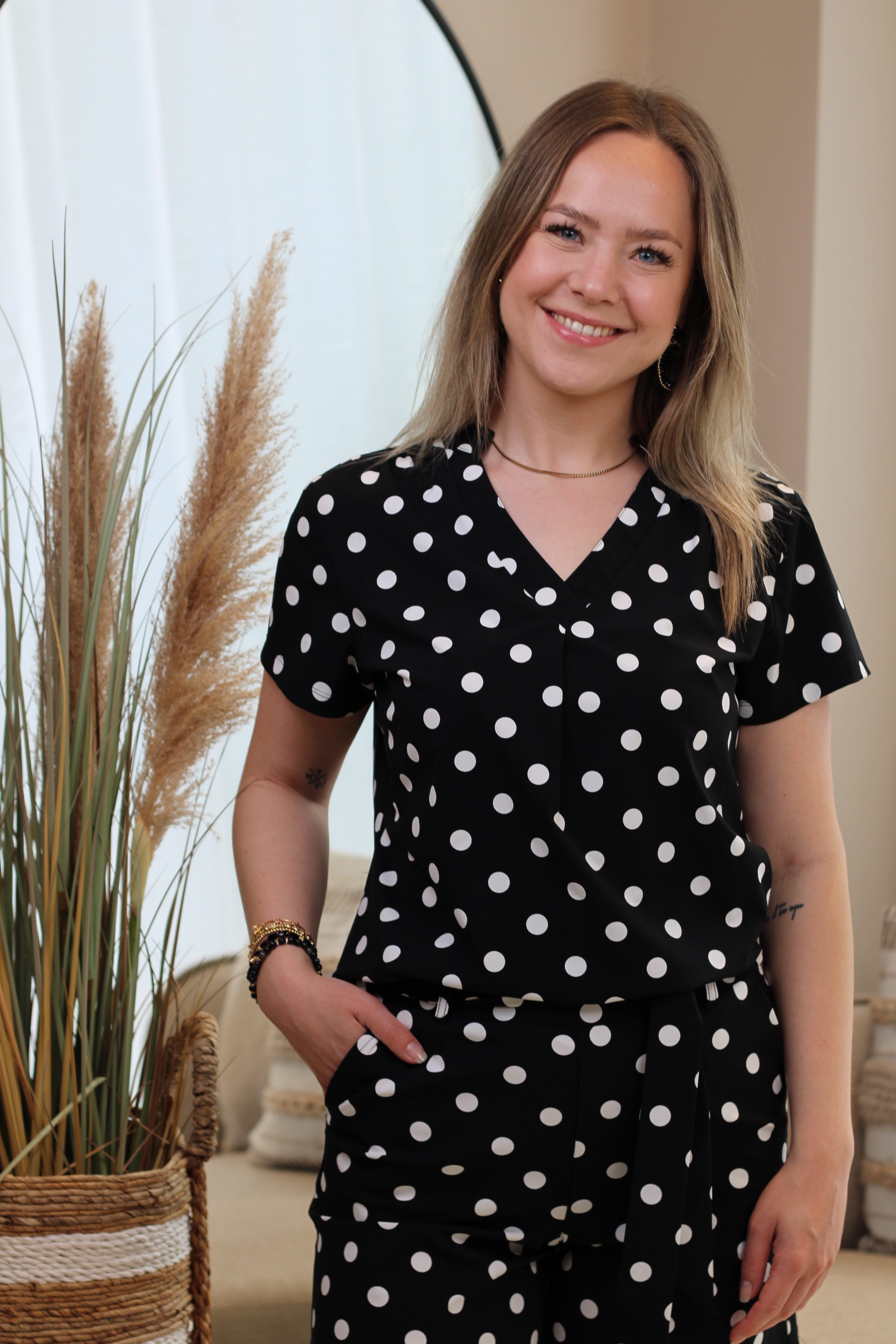 Zoso - Petra Polka Dot Travel Top - Black