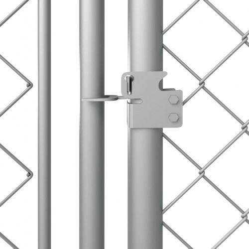 Canil de aço galvanizado na cor prateada