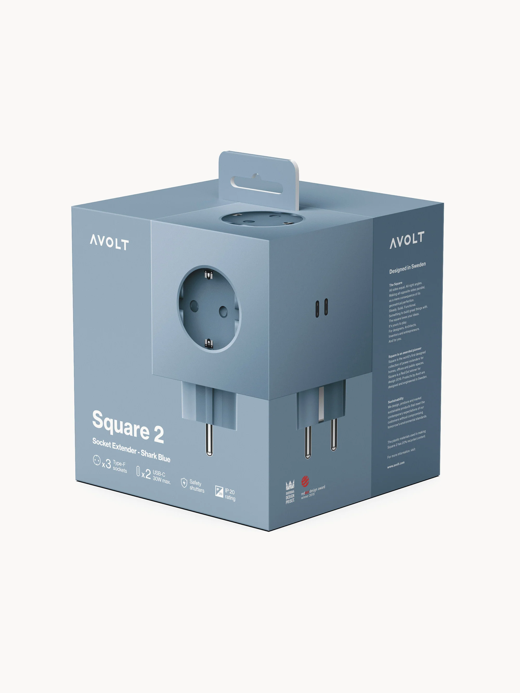 Stekkerdoos Square 2 USB-C Type F