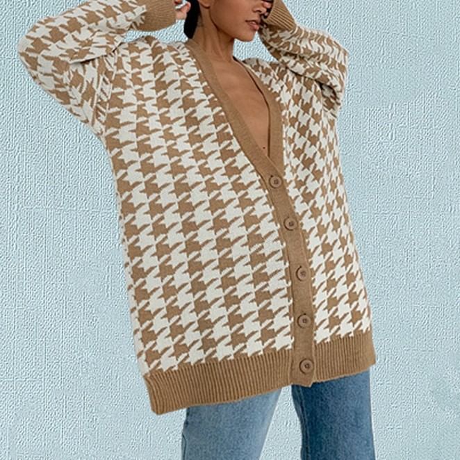 Astromeria - V-hals pied-de-poule cardigan