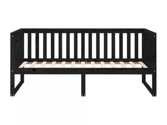Lit de jour sans matelas noir 90x190 cm bois de pin massif