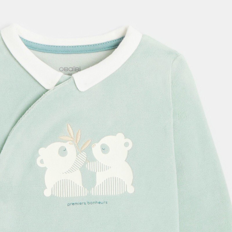Dors-bien velours panda vert bébé mixte Vert