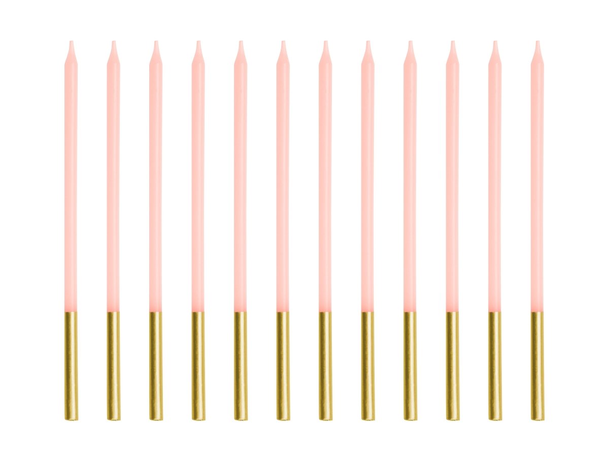 Goud Roze Kaars 14cm 12st