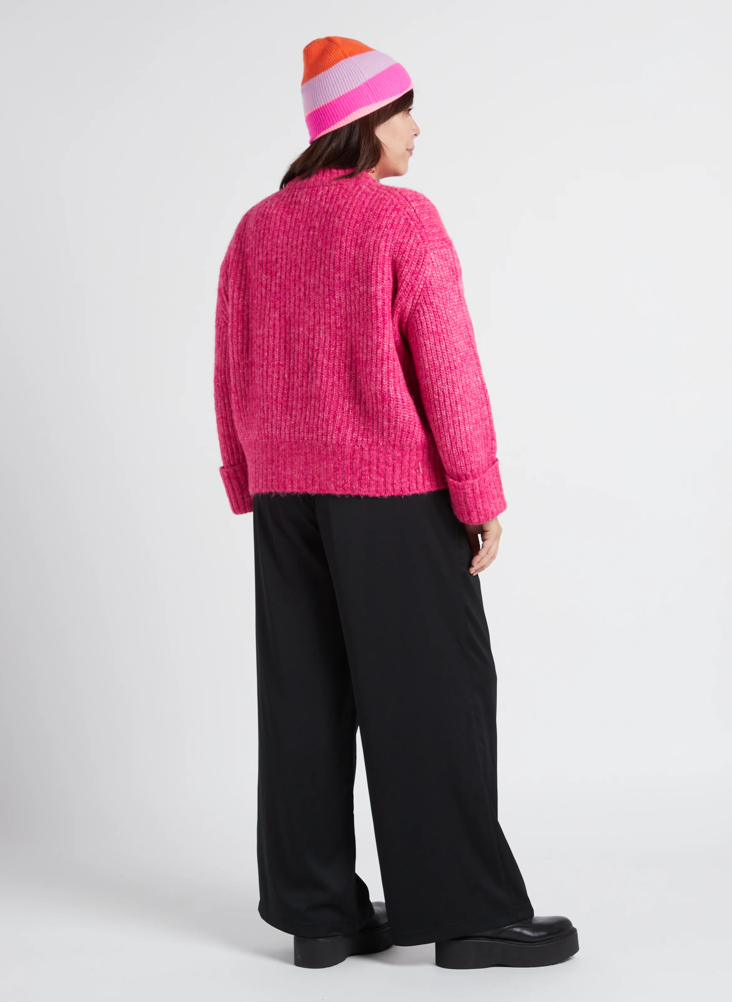 KAY - Pantalon droit taille haute en satin | Noir