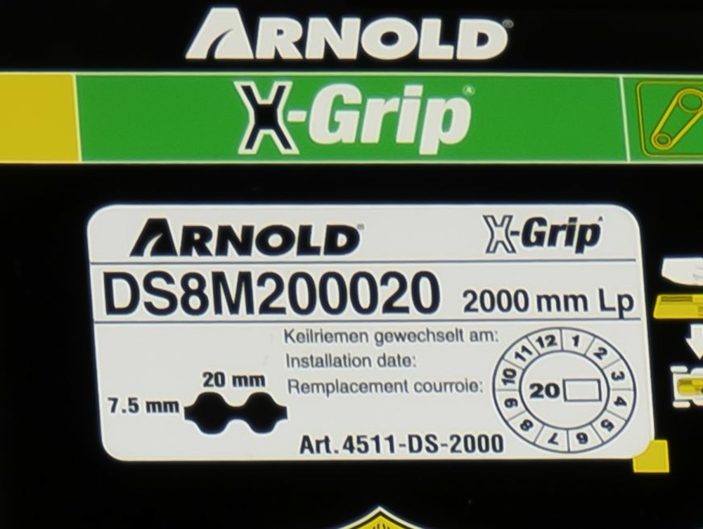 Courroie dentée trapézoïdale x-grip de type 20ds8m2000