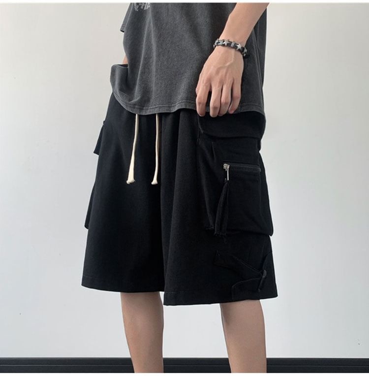 Femilina - Hoge taille, effen, wijde cargoshorts