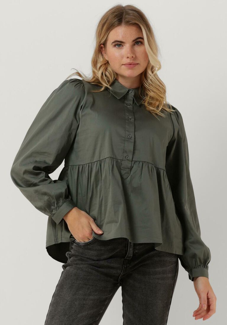 LEVETE ROOM groene levete room blouse lr-isla solid 64 shirt