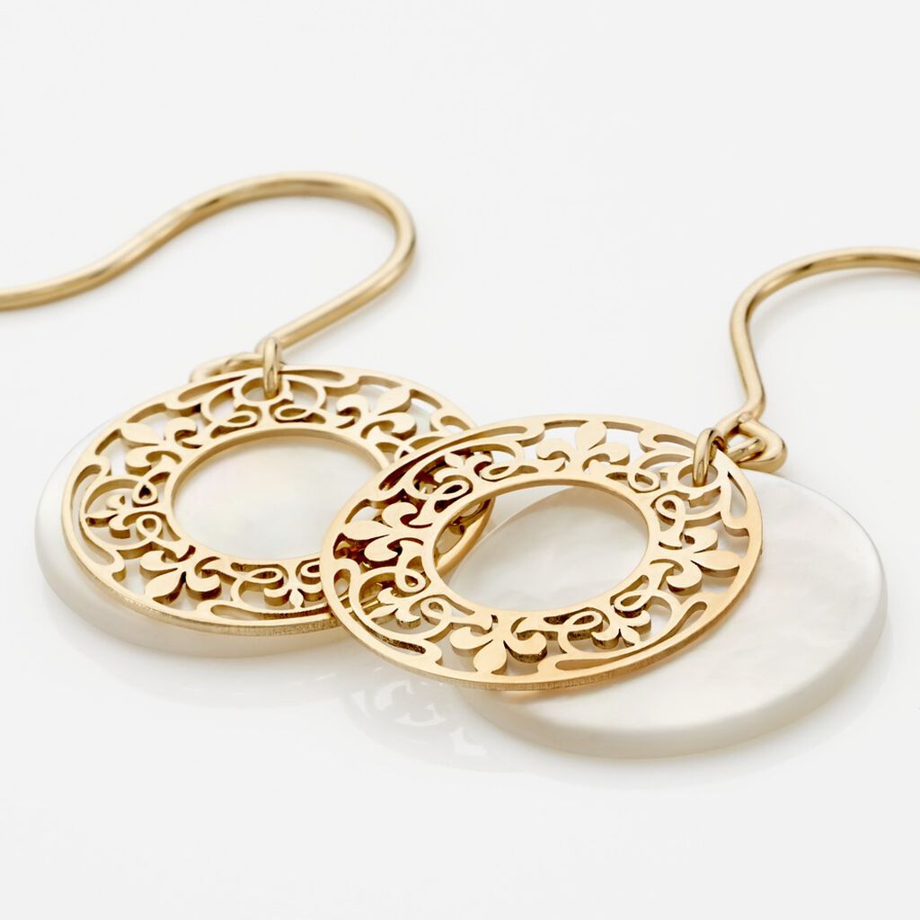 Boucles D'oreilles Pendantes Gisselle Or Jaune Nacre