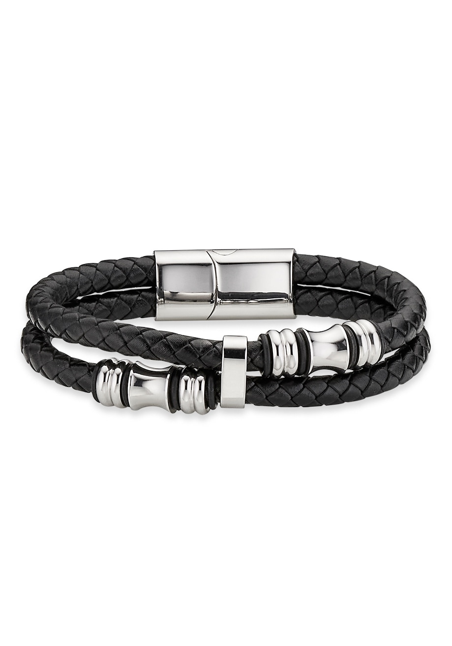 Bruno Banani Lederarmband »Schmuck Geschenk Armkette Axt Lederband breit Silber«
