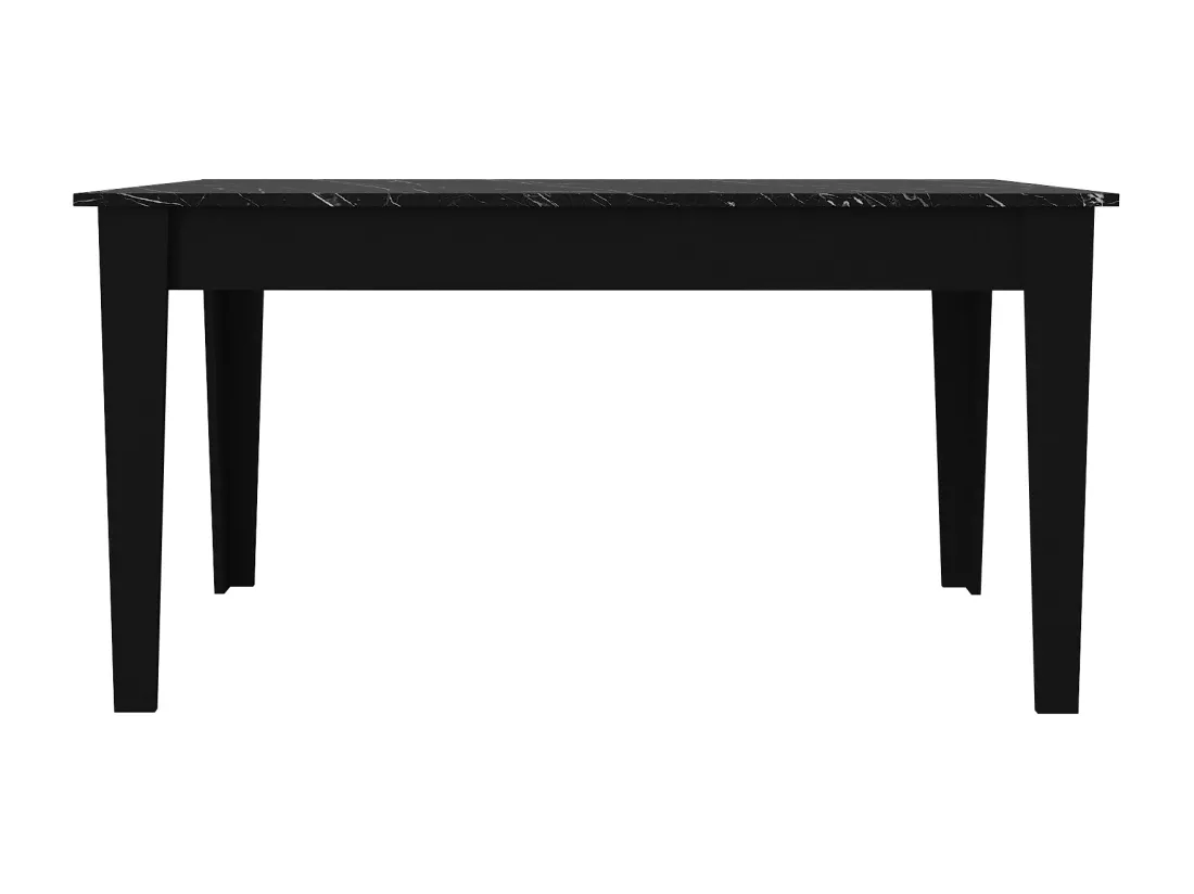 Table à manger 6 personnes avec rangements - Effet marbre noir - PERLINEA