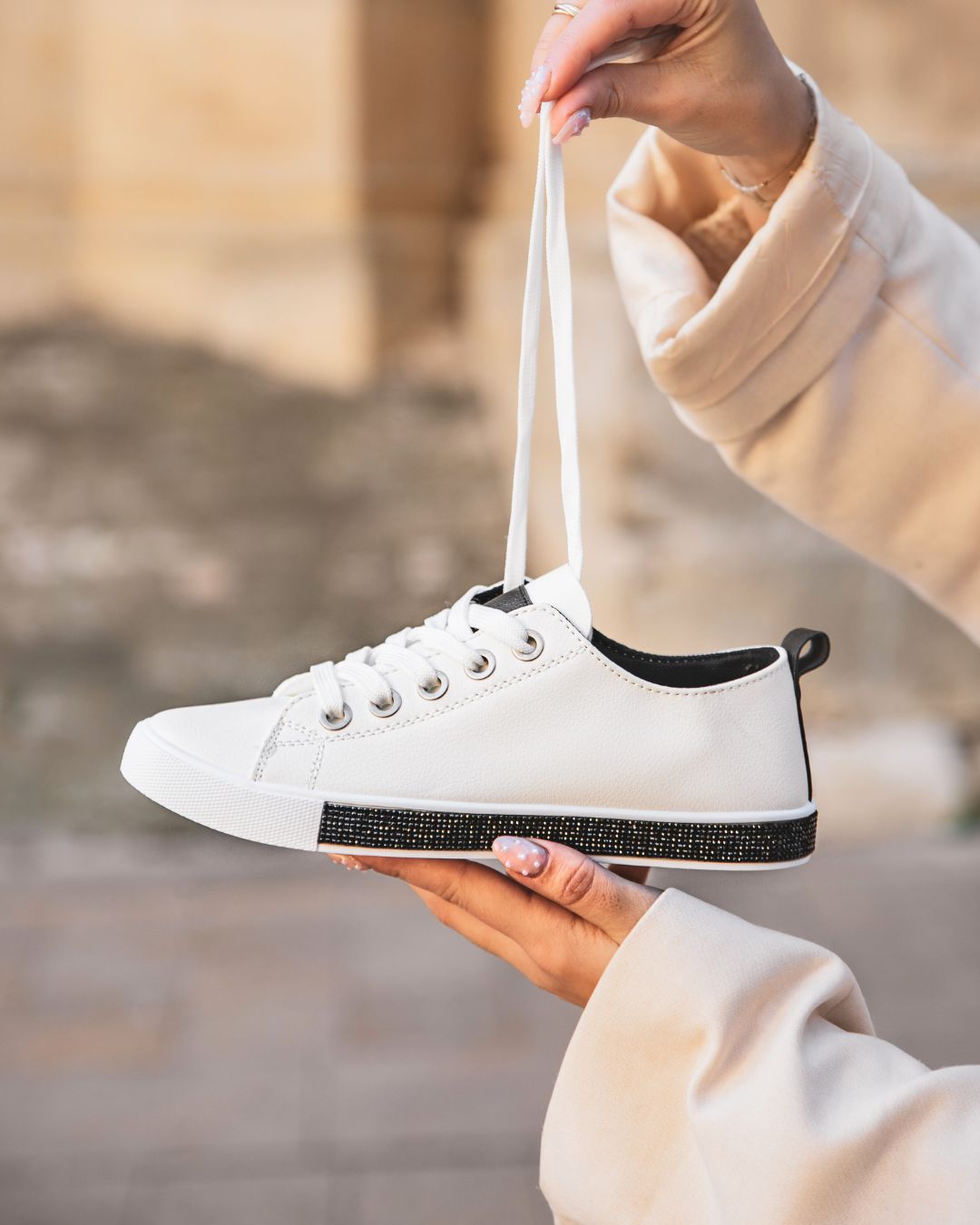 Basket femme blanche en toile à lacets - Macy