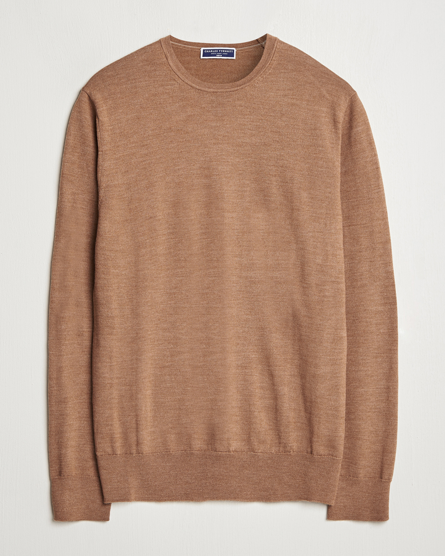 Charles Tyrwhitt Pure Merino Crew Neck Jumper Sand