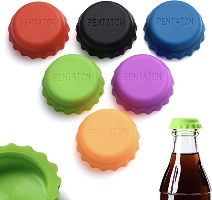 (12er Set) Ø25mm Silikon Flaschenverschluss Kronkorken Deckel für Glas / PET Flaschen - Bunt