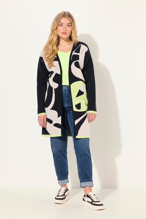 Strickjacke, Langarm, offene Form