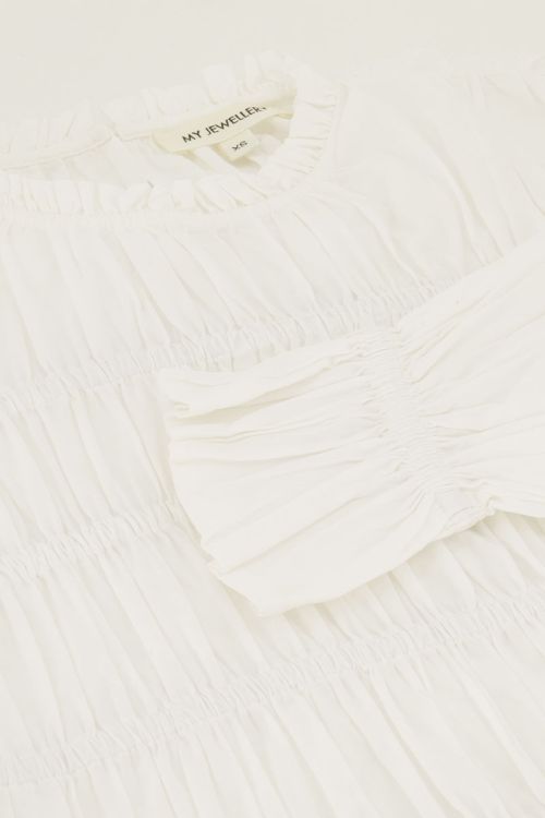 Witte getailleerde blouse met pofmouwen