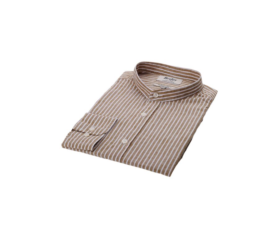 Chemise chambray à rayures fines Camel et Blanches - DALBERT