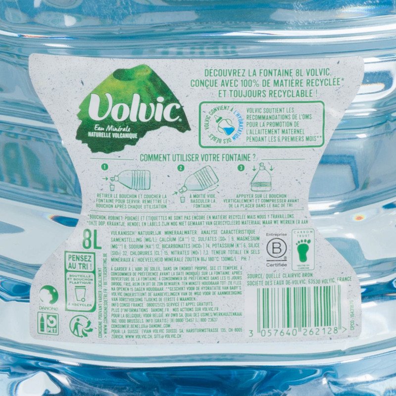 Fontaine eau minérale Volvic bouteille 8 L