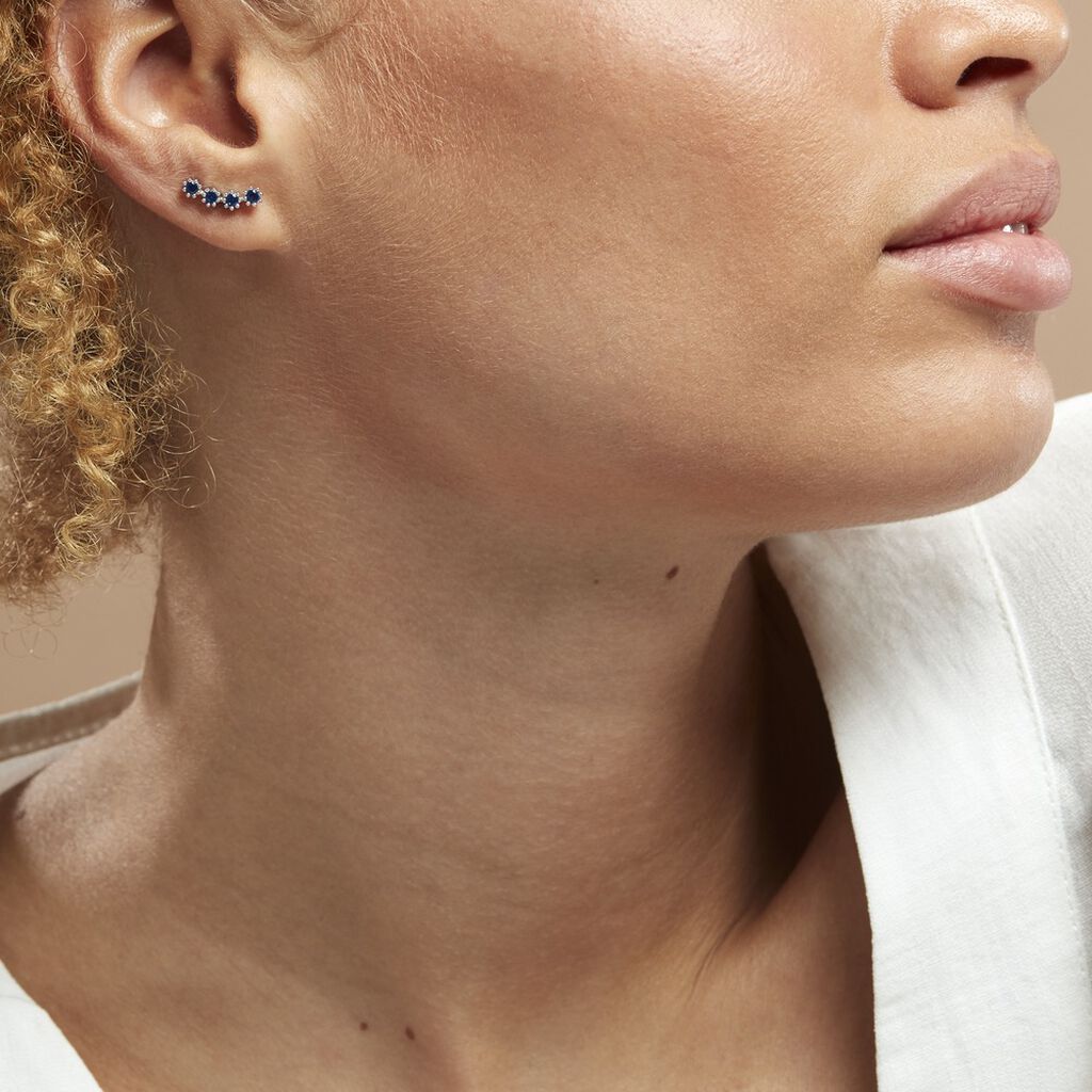 Boucles D'oreilles Puces Karrie Argent Blanc Oxyde De Zirconium