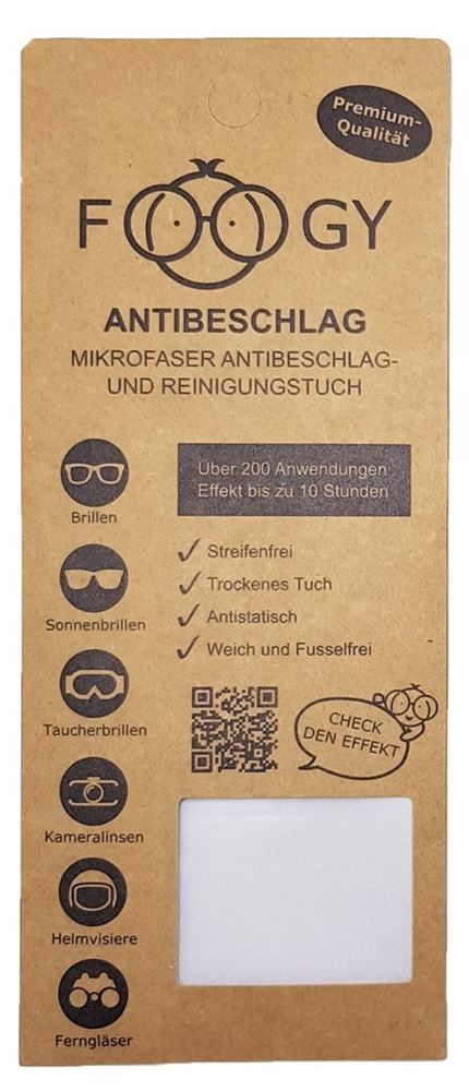 FOOGY Antibeschlag- und Reinigungstuch<br>1 Stück, aus Mikrofasern