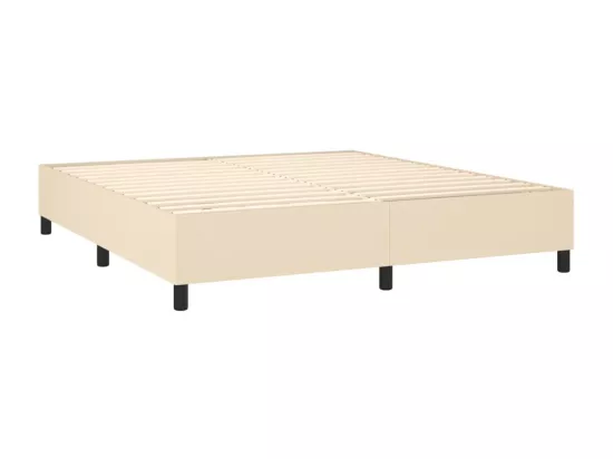 Sommier tapissier avec matelas et LED Crème 180x200 cm Tissu