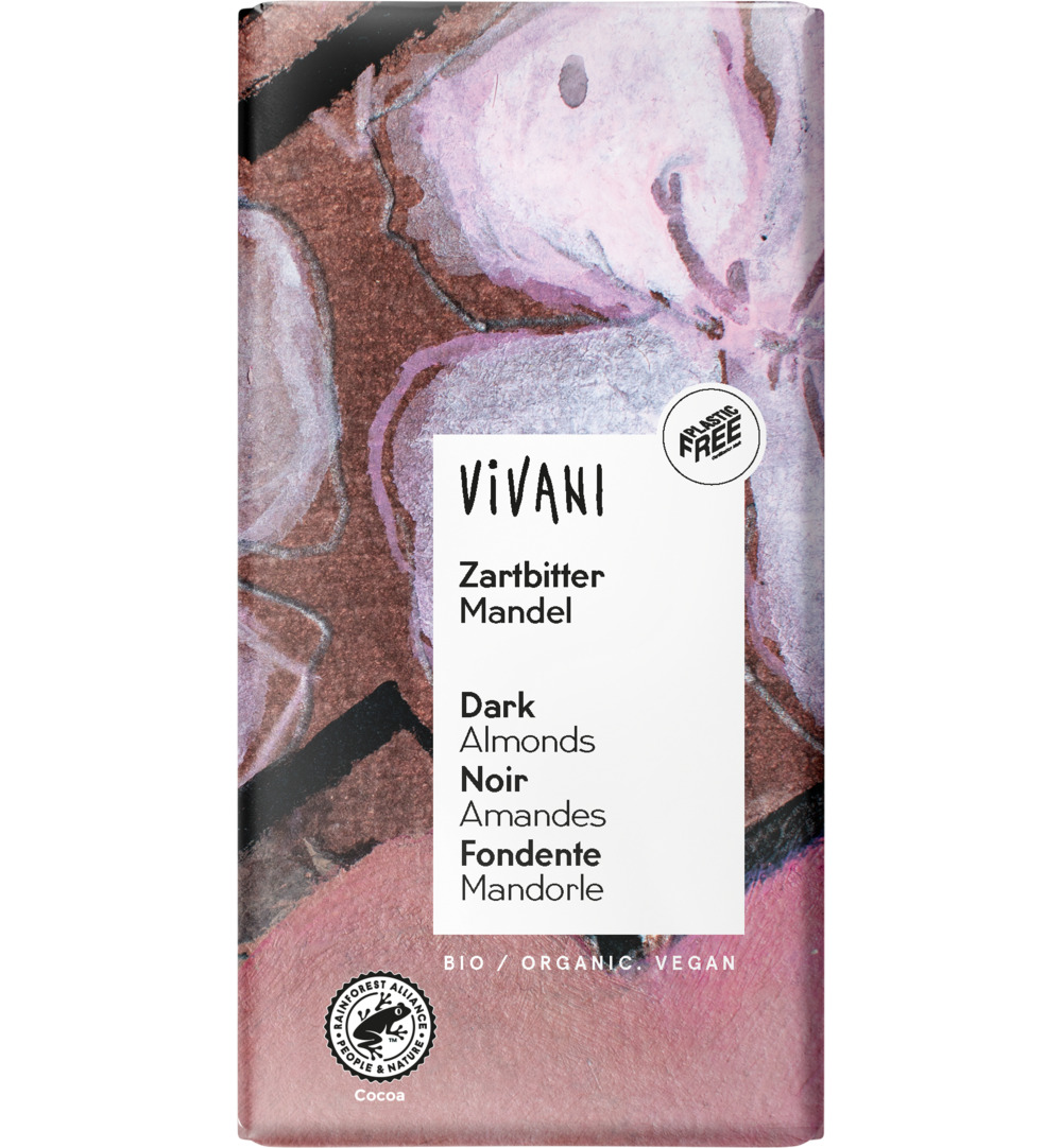 Vivani Chocolade Puur Met Amandelen Bio (100 gr)