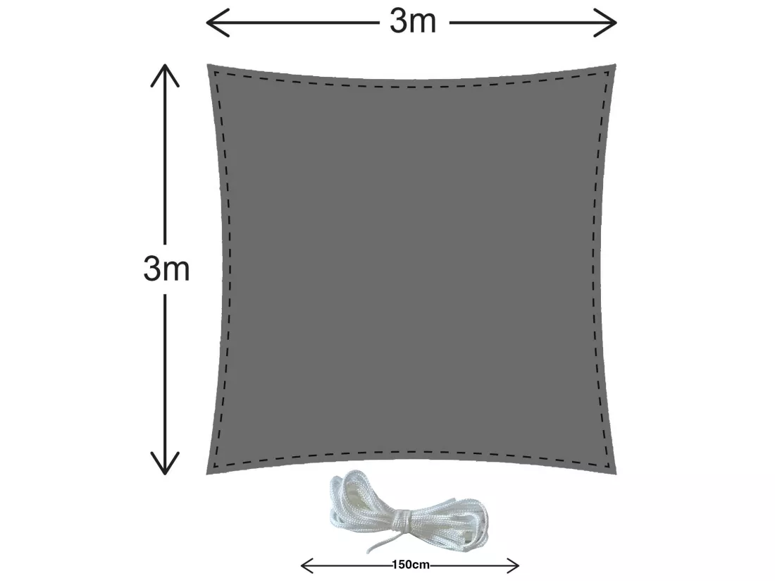 Parasol Voile de Soleil Polyéthylène Gris Foncé Carré 3x3