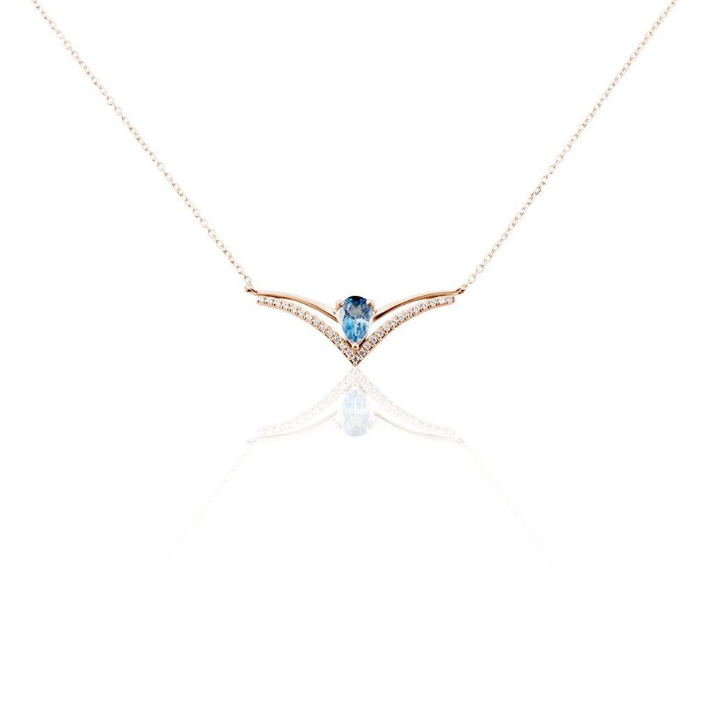 Collier Or Rose Gaelle Topaze Oxydes De Zirconium