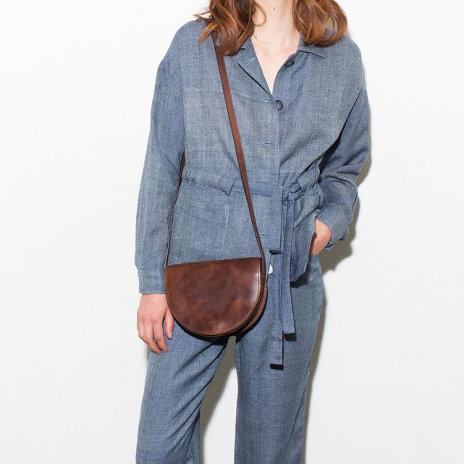 Crossbody Bag Halbrund Dark-Brown