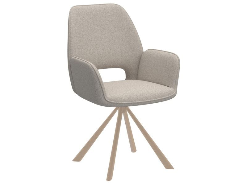AC Design Stuhl Graham 2 Stück, Beige Esszimmerstuhl mit Armlehne