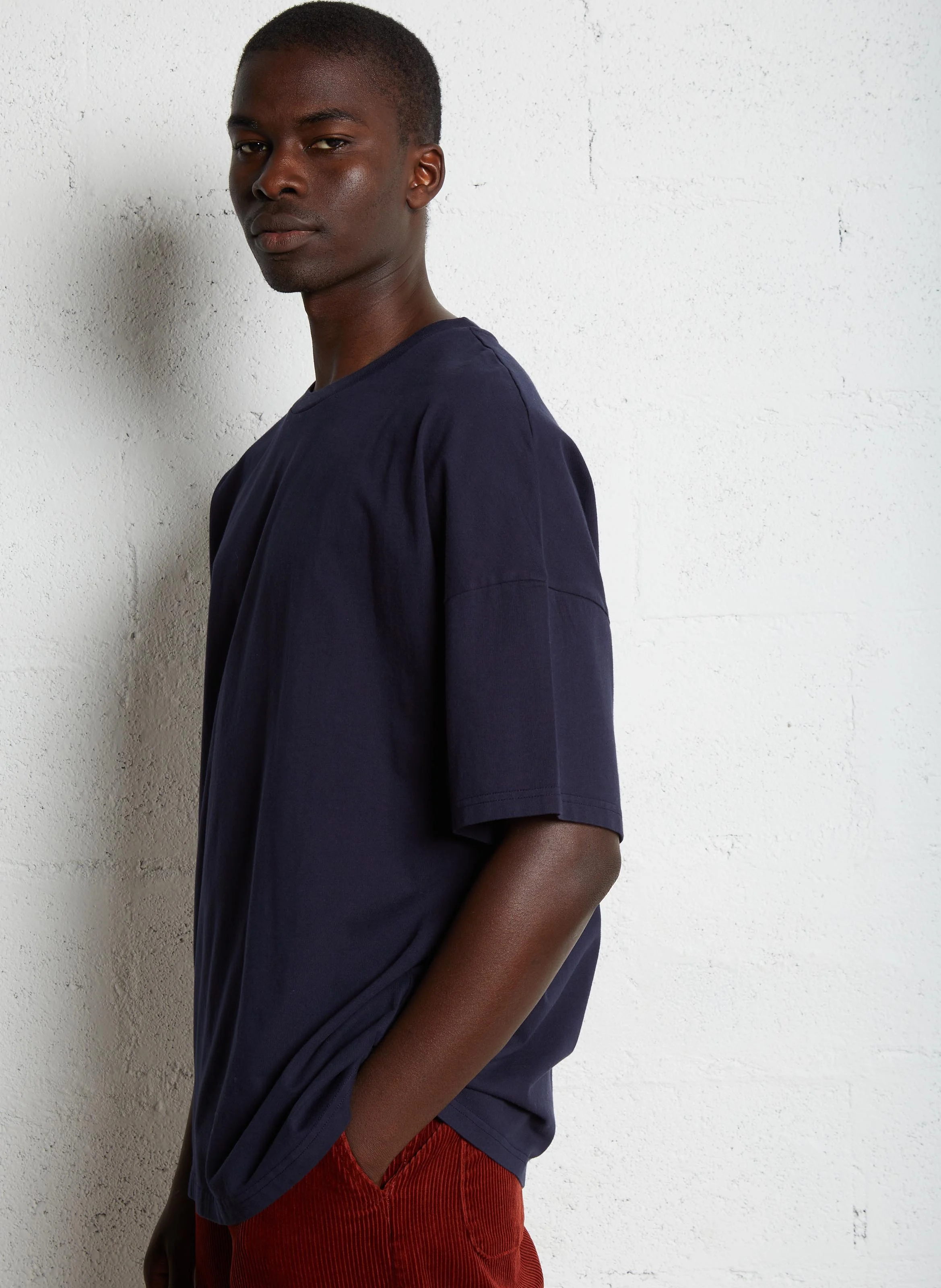 FIZVALLEY - Tee-shirt regular-fit col rond en coton | Bleu