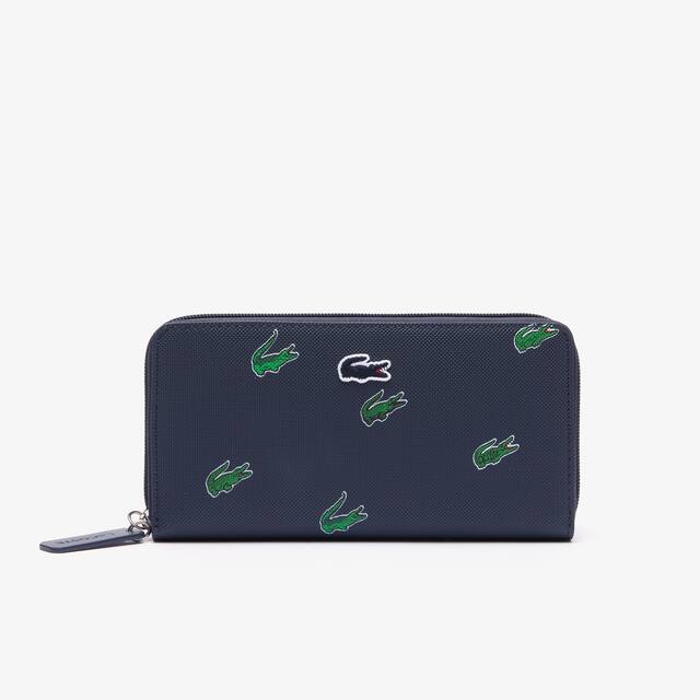 Portefeuille zippé à imprimé crocodile Portefeuilles & Petite Maroquinerie - Bleu - Lacoste - Femme