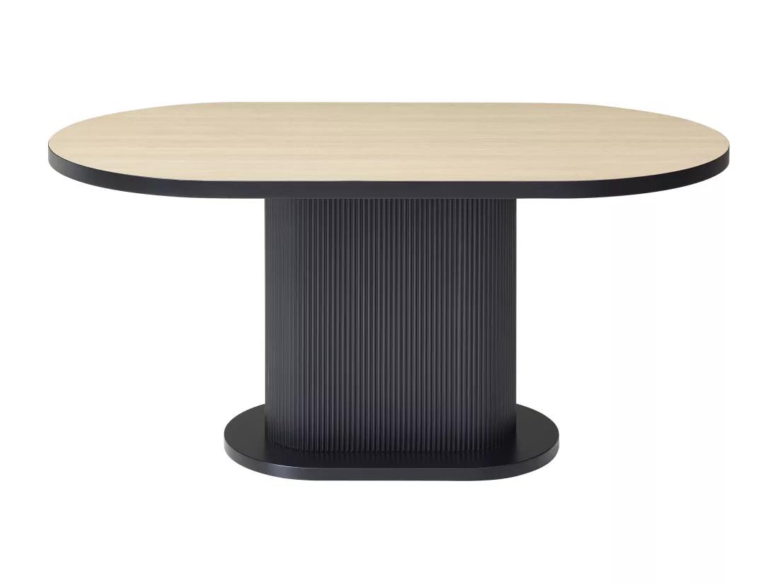 Table à manger 6 personnes en MDF - Naturel et Noir - CALIENO