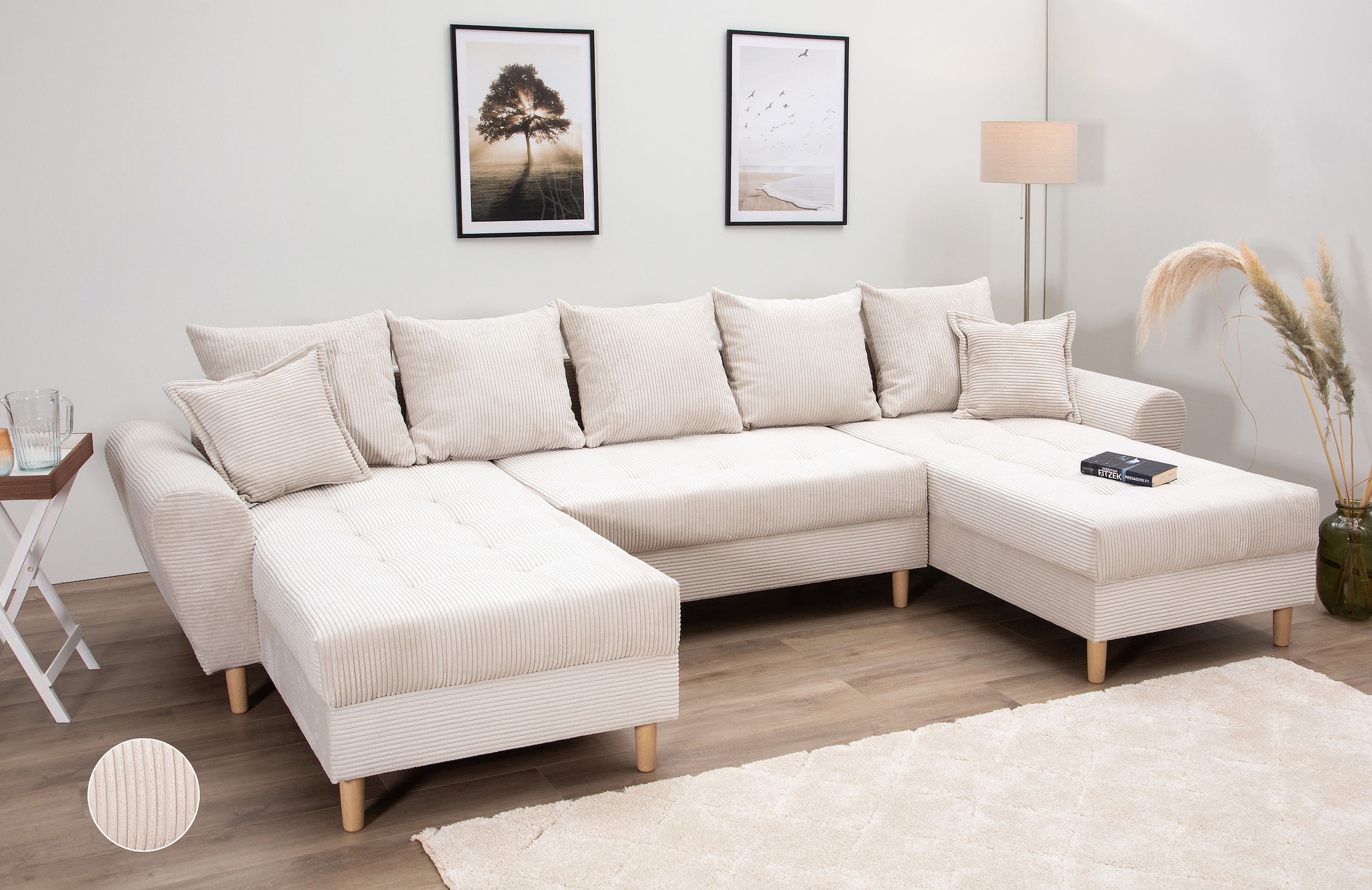 COLLECTION AB Wohnlandschaft »Raisa U-Form« mit Federkern, Kissen und Steppung im Sitzbereich
