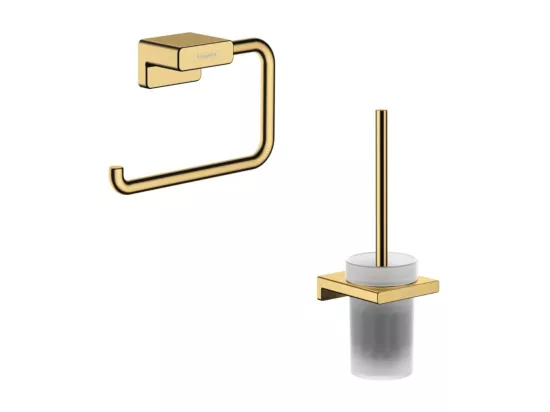Porte-brosse WC HANSGROHE AddStoris + Porte-papier WC aspect doré poli