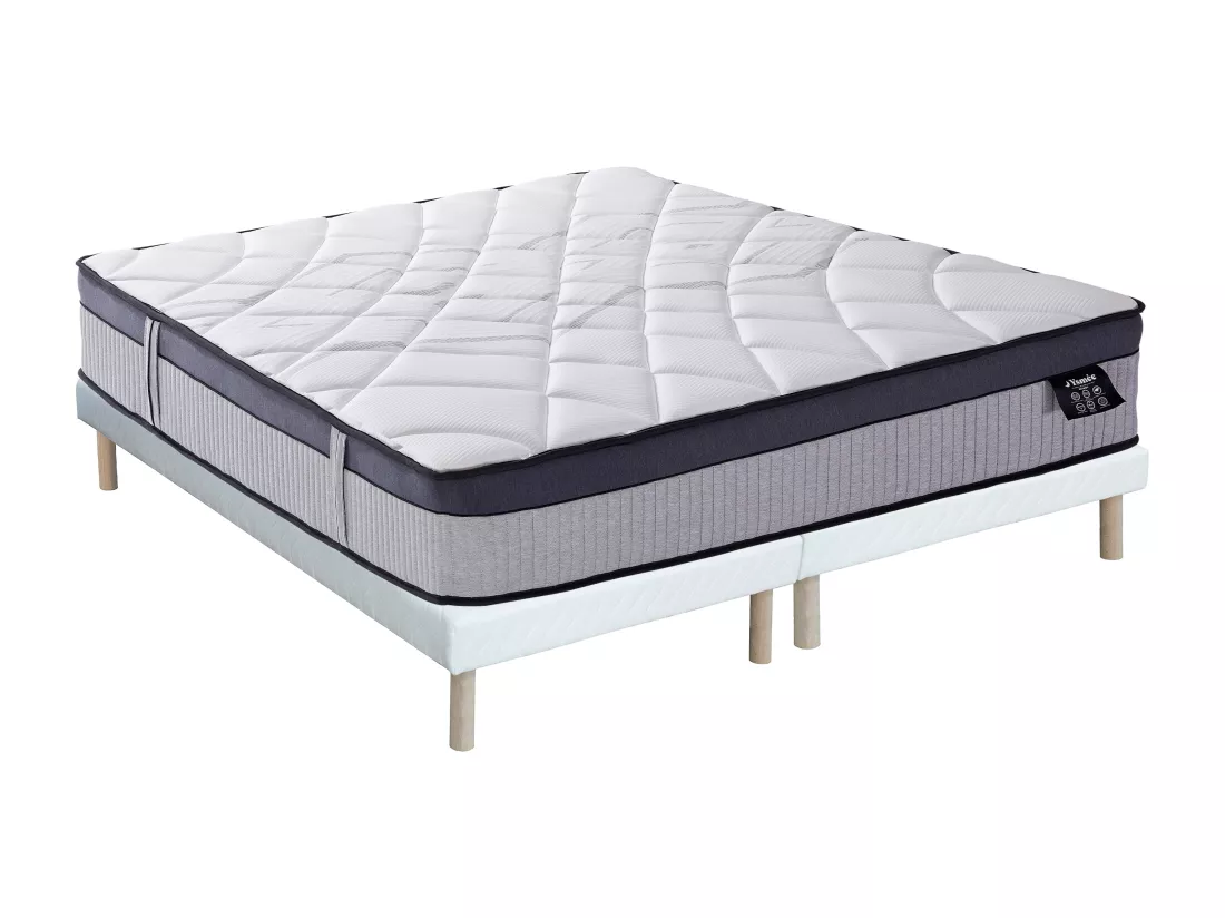 Ensemble 180 x 200 cm sommier tapissier + matelas hybride ressorts ensachés 5 zones et mousse à mémoire de forme ép.30cm - PATNOS de YSMÉE