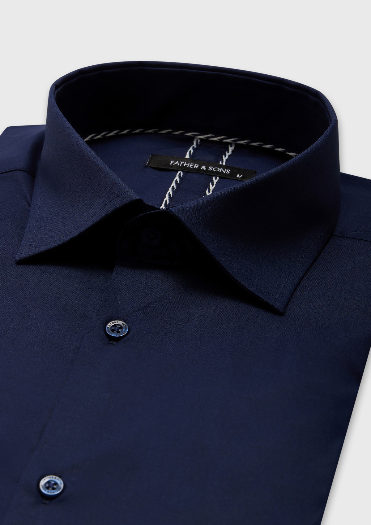 Chemise habillée Slim en satin de coton stretch uni bleu marine