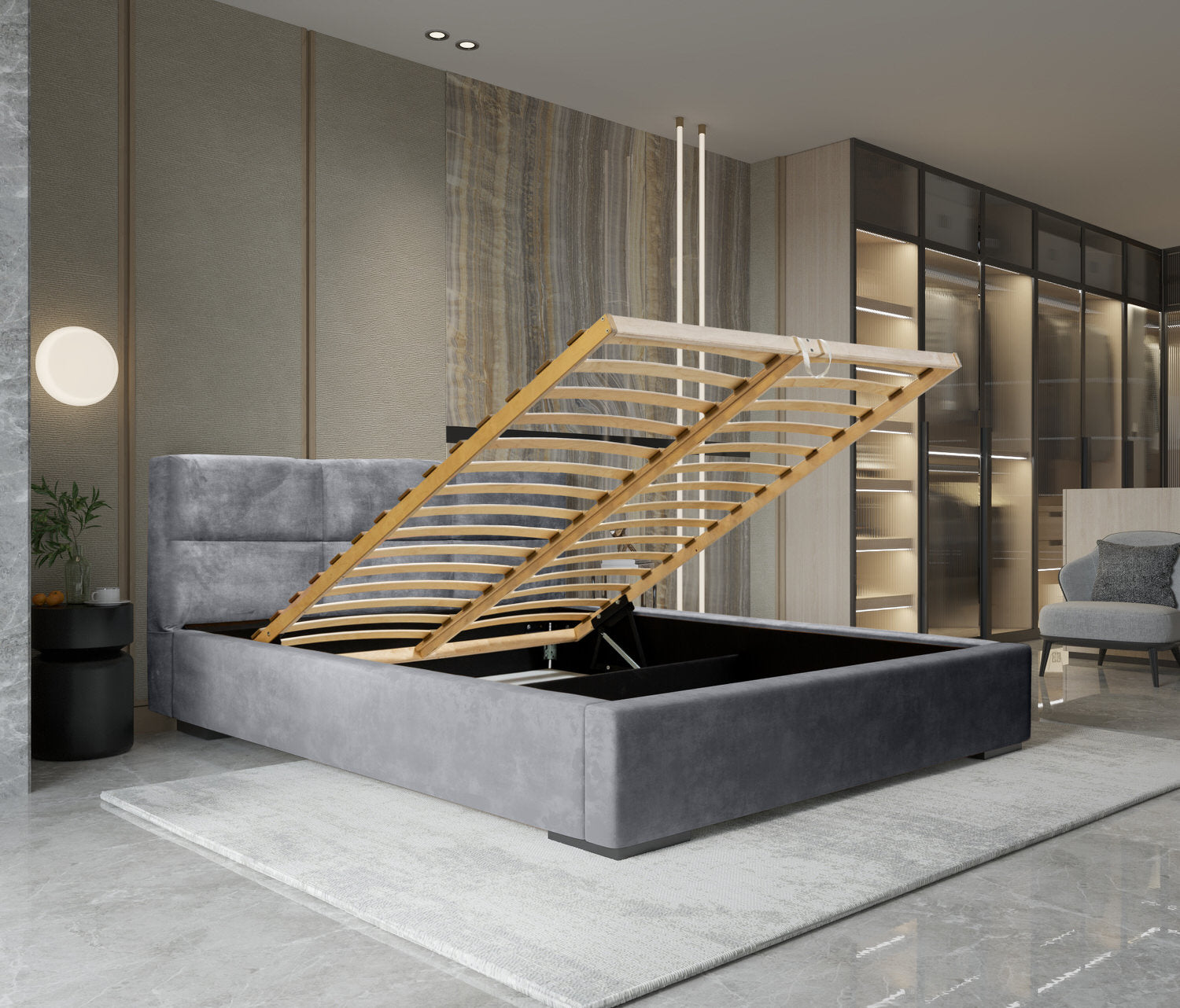 Trae Mobler Porto 180 x 200 cm Gestoffeerd Bed Asgrijs